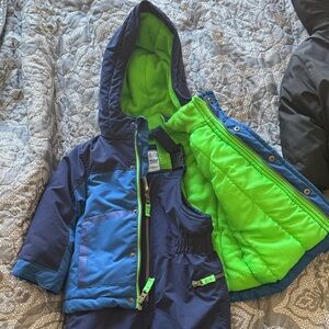 Carter's Navy and Lime Hooded Snowsuit